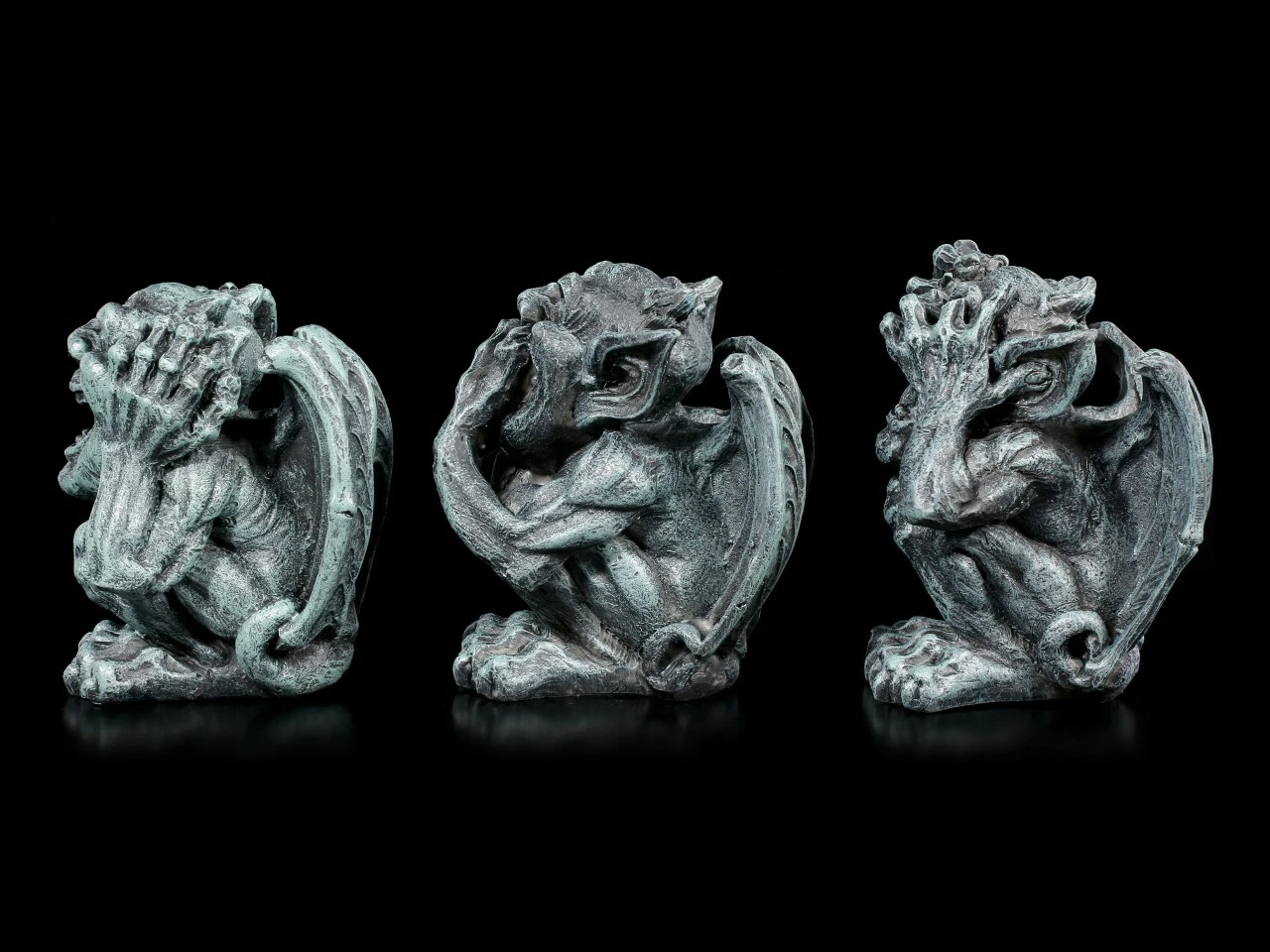 Drei Kleine Gargoyles Figuren - Nichts Böses 5 Drei Kleine Gargoyles Figuren - Nichts Böses – Bild 3
