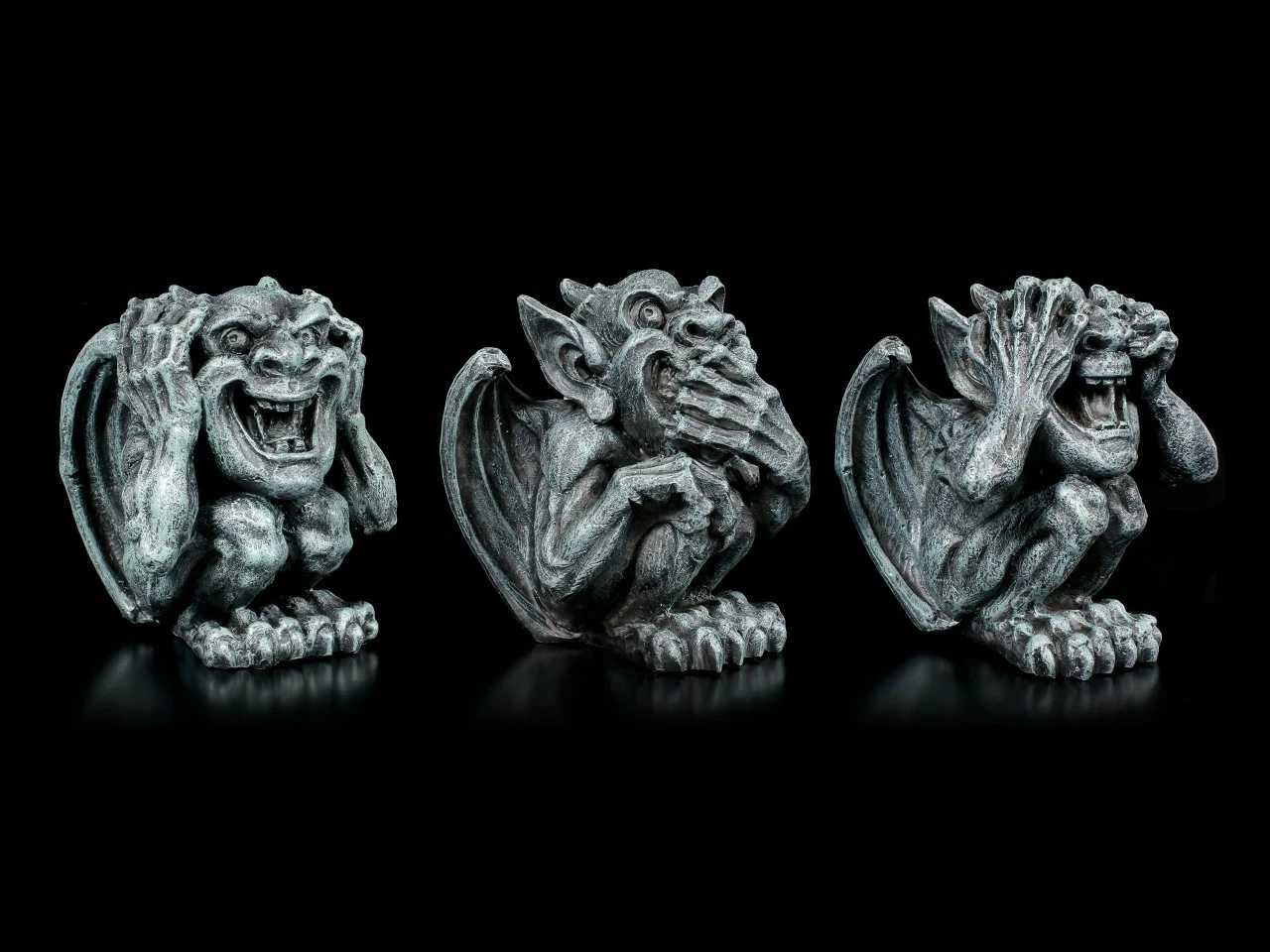 Drei Kleine Gargoyles Figuren - Nichts Böses 3 Drei Kleine Gargoyles Figuren - Nichts Böses