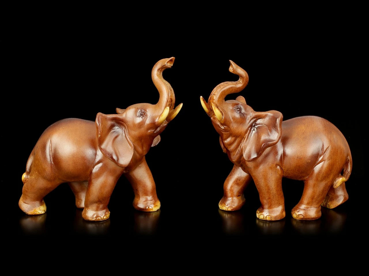 Elefanten Figuren - 2er Set Holzoptik 3 Elefanten Figuren - 2er Set Holzoptik