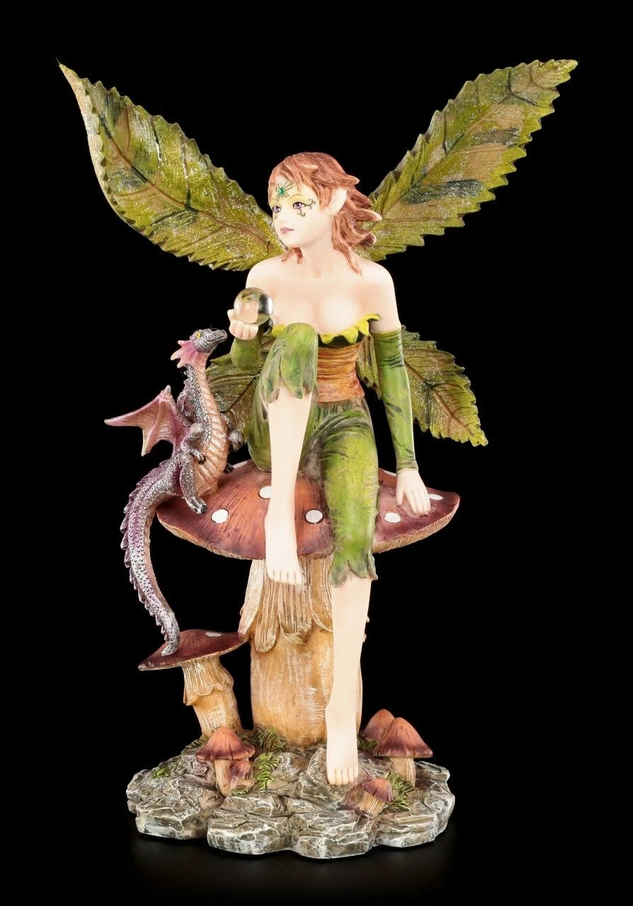 Elfen Figur - Dracolia Mit Blätterflügeln Und Drache 4 Elfen Figur - Dracolia Mit Blätterflügeln Und Drache – Bild 2
