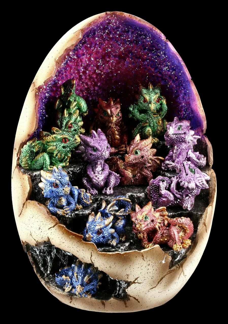 Drachen Figuren Mit Ei Display LED - Geode Gathering 4 Drachen Figuren Mit Ei Display LED - Geode Gathering – Bild 2