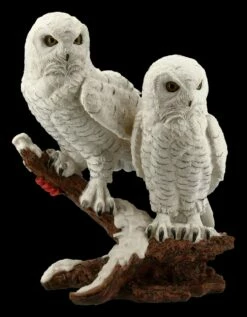 Eulen Figur - Schneeeulen Paar Auf Ast
