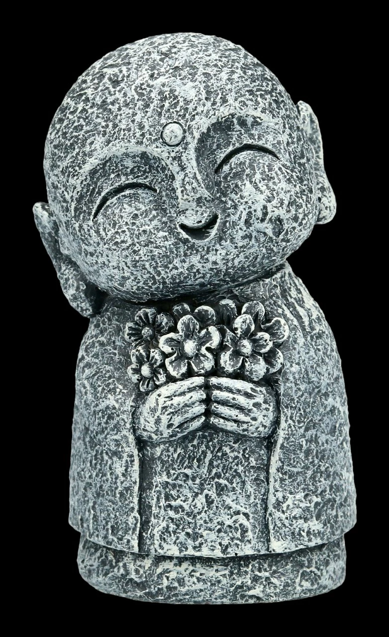 Jizo Mönch Figur Mit Blumen - Kshitigarbha 4 Jizo Mönch Figur Mit Blumen - Kshitigarbha – Bild 2