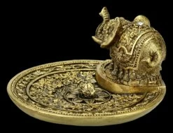 Räucherstäbchenhalter - Indischer Elefant - Goldfarben -FIGUREN Verkäufe FS21105 Raeucherstaebchenhalter Indischer Elefant goldfarben 3 1280x1280