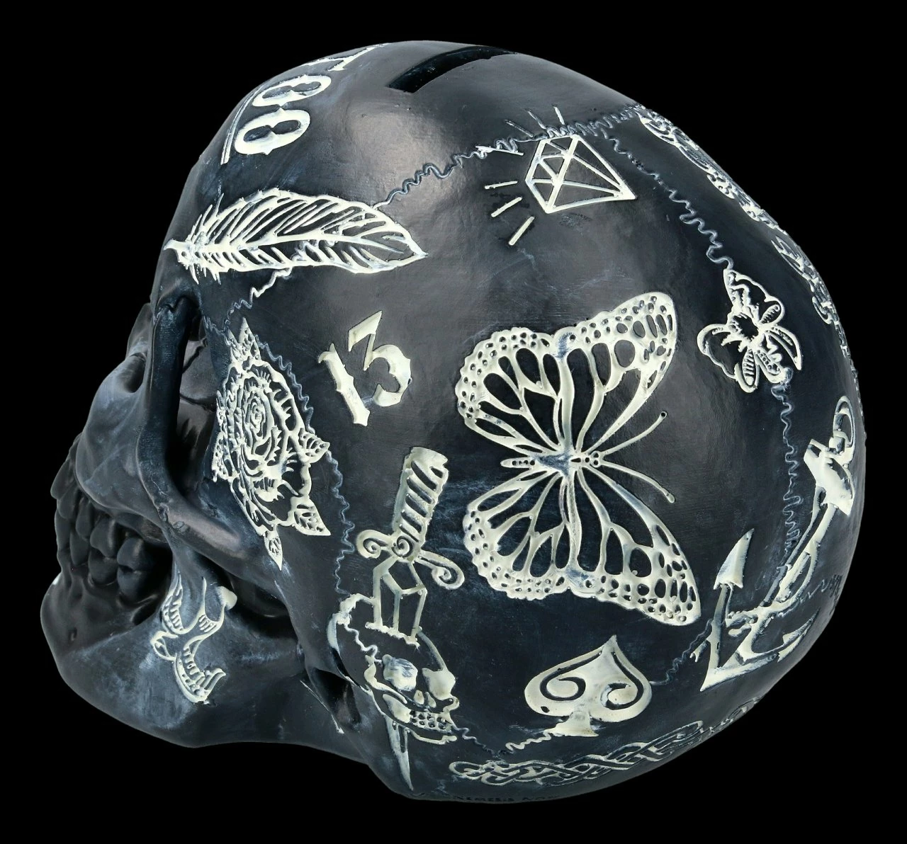 NEMESIS NOW Totenkopf - Tattoo Spardose - Schwarz 8 NEMESIS NOW Totenkopf - Tattoo Spardose - Schwarz – Bild 6