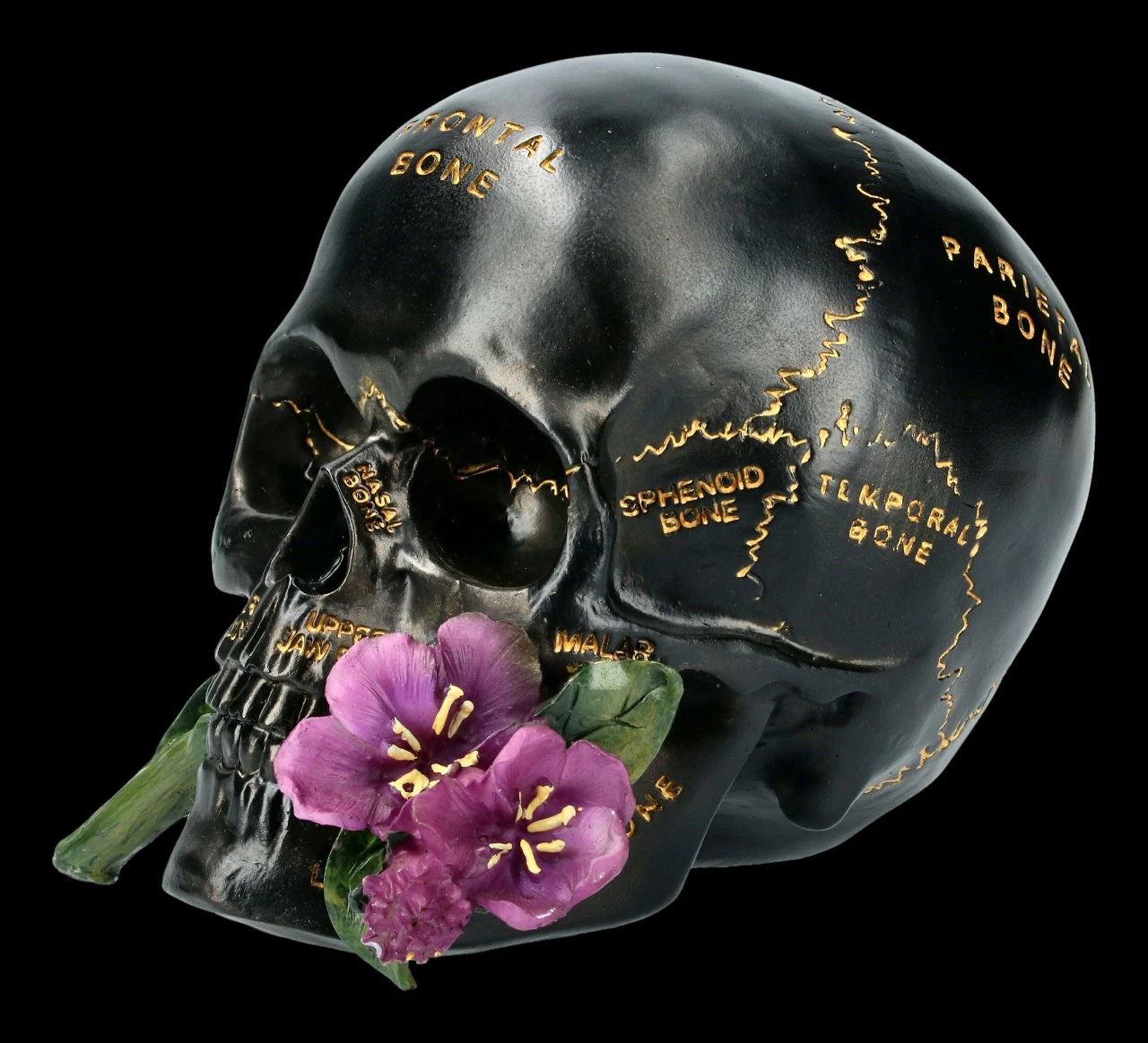 Schwarzer Totenkopf Mit Beschriftung Und Blume 5 Schwarzer Totenkopf Mit Beschriftung Und Blume – Bild 3