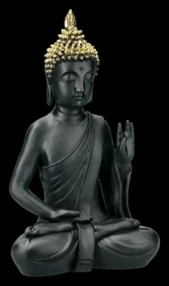 Schwarze Buddha Figur Mit Erhobener Hand 10 Schwarze Buddha Figur Mit Erhobener Hand -FIGUREN Verkäufe FS21817 Schwarze Buddha Figur Sitzend mit erhobener Hand 1 1280x1280