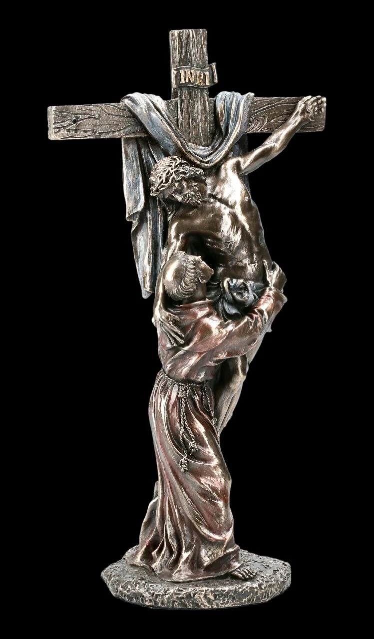 Jesus Figur Am Kreuz Mit Heiligem Franziskus 4 Jesus Figur Am Kreuz Mit Heiligem Franziskus – Bild 2