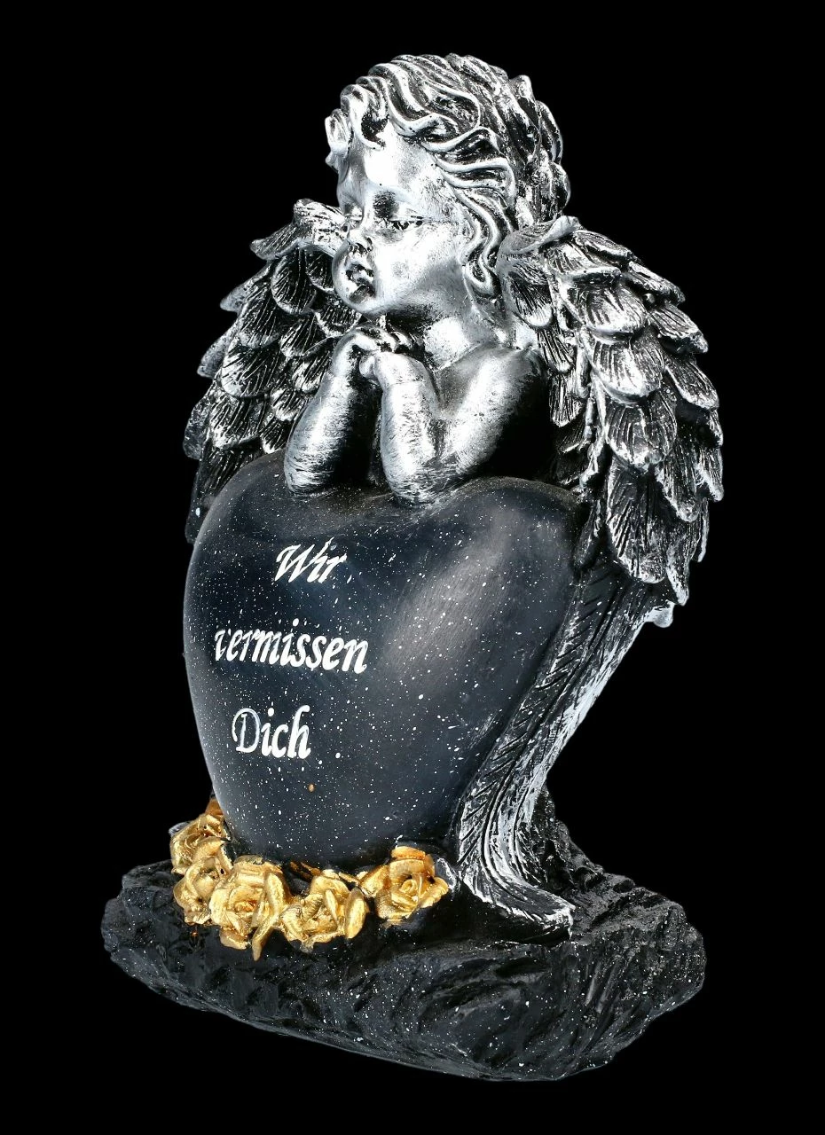 Grabengel Mit Schwarzem Herz - Wir Vermissen Dich 8 Grabengel Mit Schwarzem Herz - Wir Vermissen Dich – Bild 6