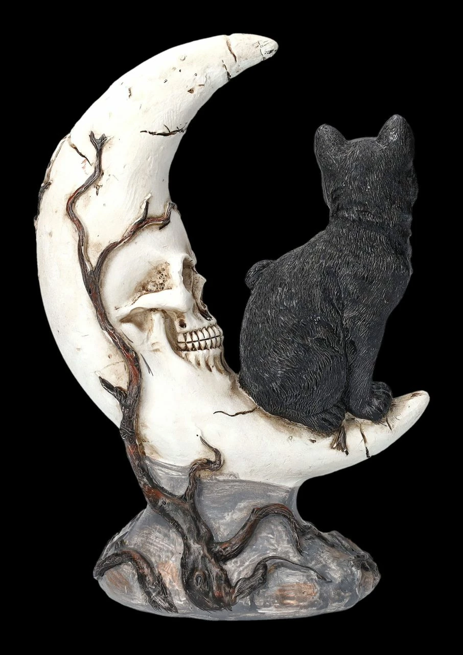 Totenkopf Mond Mit Schwarzer Katze 6 Totenkopf Mond Mit Schwarzer Katze – Bild 4