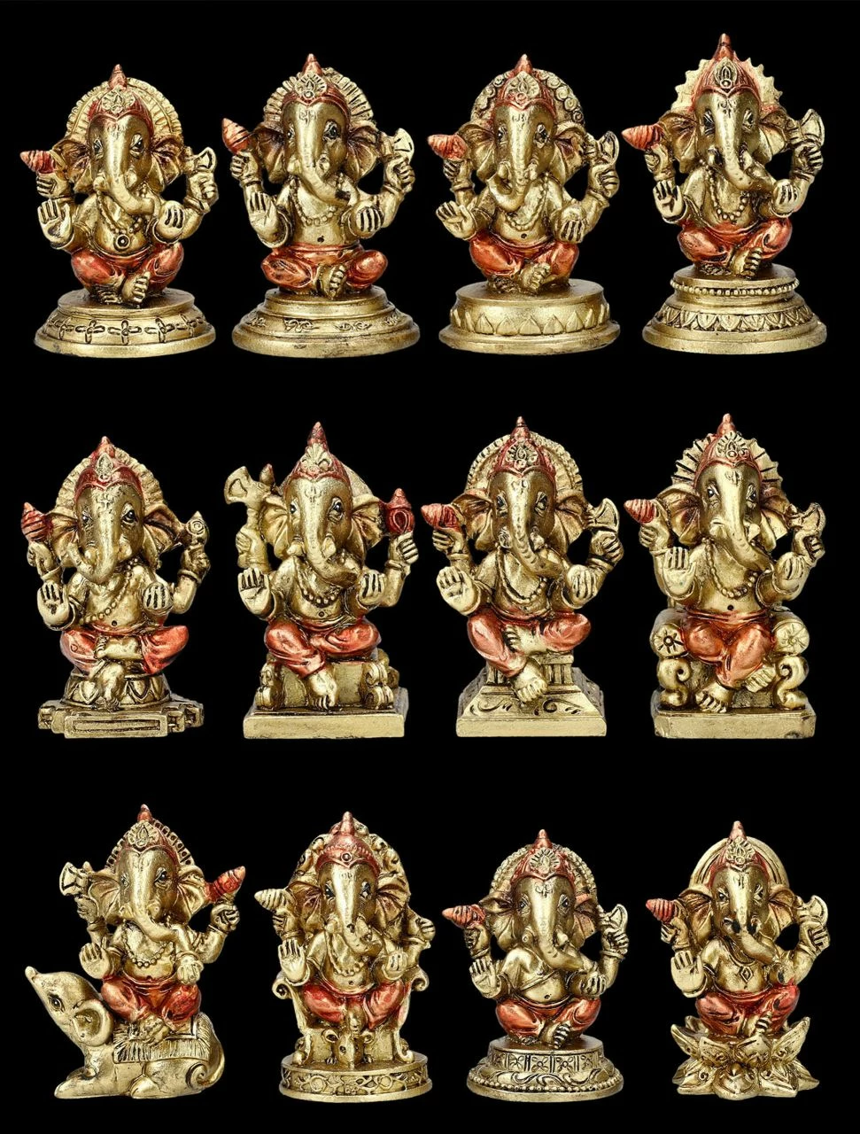 Ganesha Figuren - 12er Set 3 Ganesha Figuren - 12er Set
