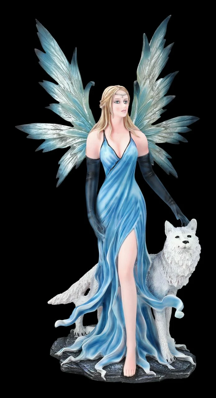 Elfen Figur Talia Mit Winter Wolf 3 Elfen Figur Talia Mit Winter Wolf