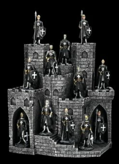 Ritterfiguren 12er Set Schwarz Mit Burg Display