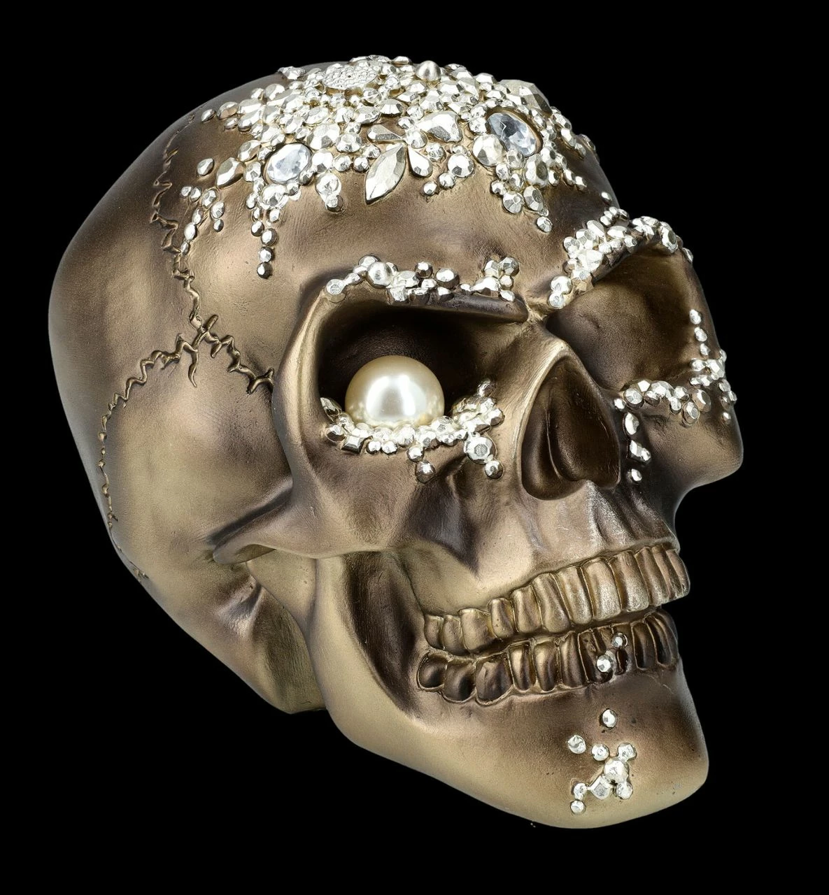 Totenkopf Figur Mit Perlenverzierung 4 Totenkopf Figur Mit Perlenverzierung – Bild 2