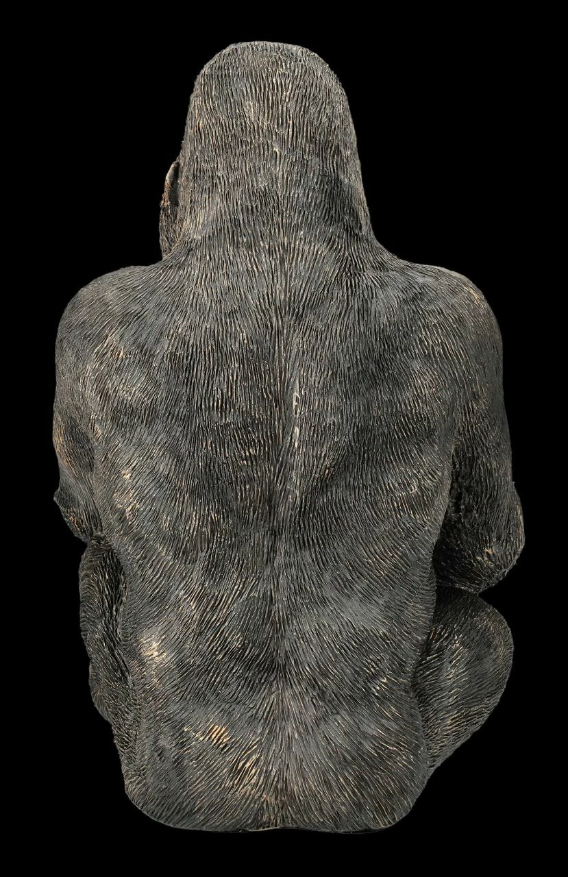 Gorilla Figur Sitzend - Bronzefarben 7 Gorilla Figur Sitzend - Bronzefarben – Bild 5