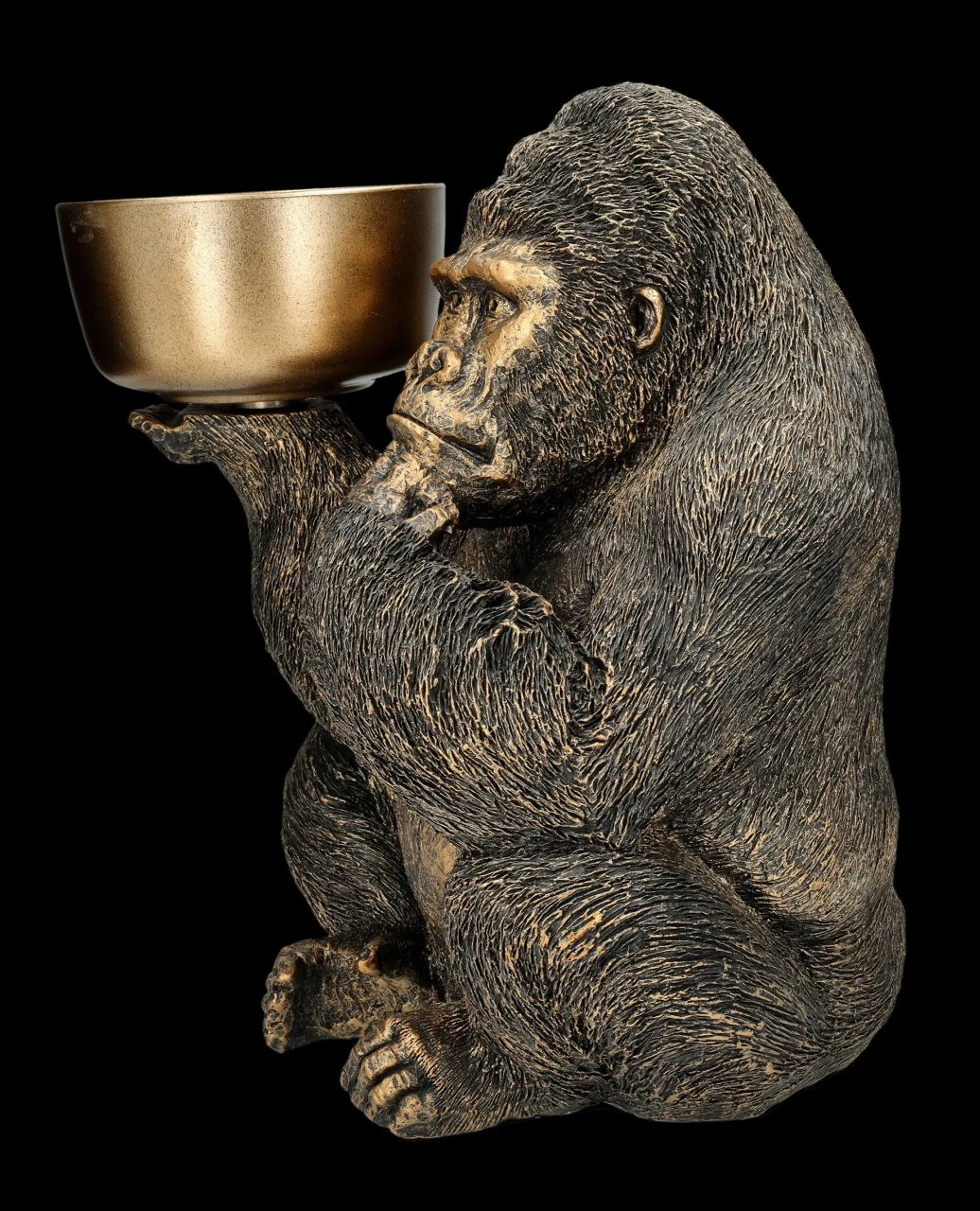 Gorilla Figur Hält Schale - Goldfarben 9 Gorilla Figur Hält Schale - Goldfarben – Bild 7