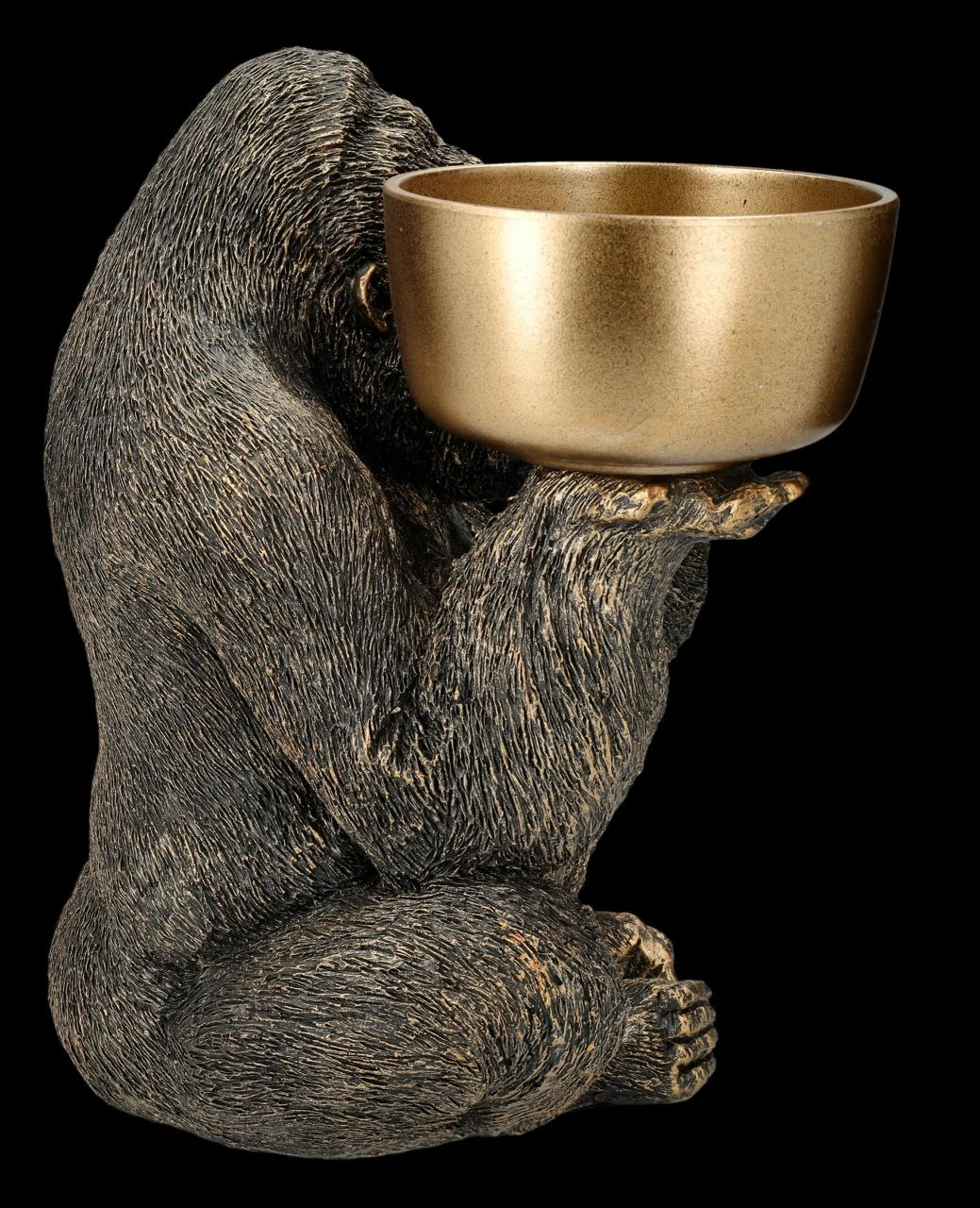 Gorilla Figur Hält Schale - Goldfarben 8 Gorilla Figur Hält Schale - Goldfarben – Bild 6