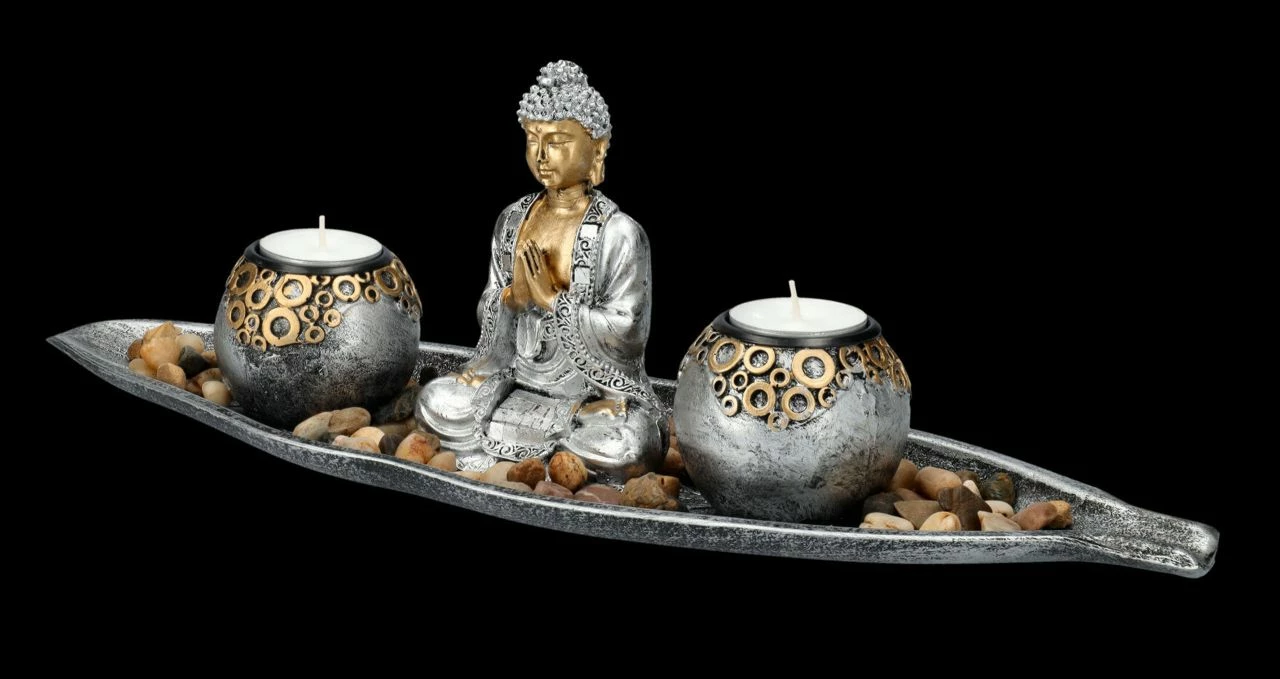 Buddha Figur - 2er Teelichthalter Deko Set 9 Buddha Figur - 2er Teelichthalter Deko Set – Bild 7
