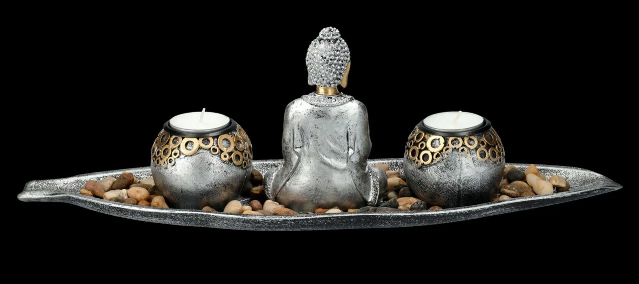 Buddha Figur - 2er Teelichthalter Deko Set 6 Buddha Figur - 2er Teelichthalter Deko Set – Bild 4