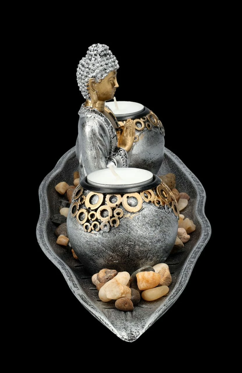 Buddha Figur - 2er Teelichthalter Deko Set 7 Buddha Figur - 2er Teelichthalter Deko Set – Bild 5