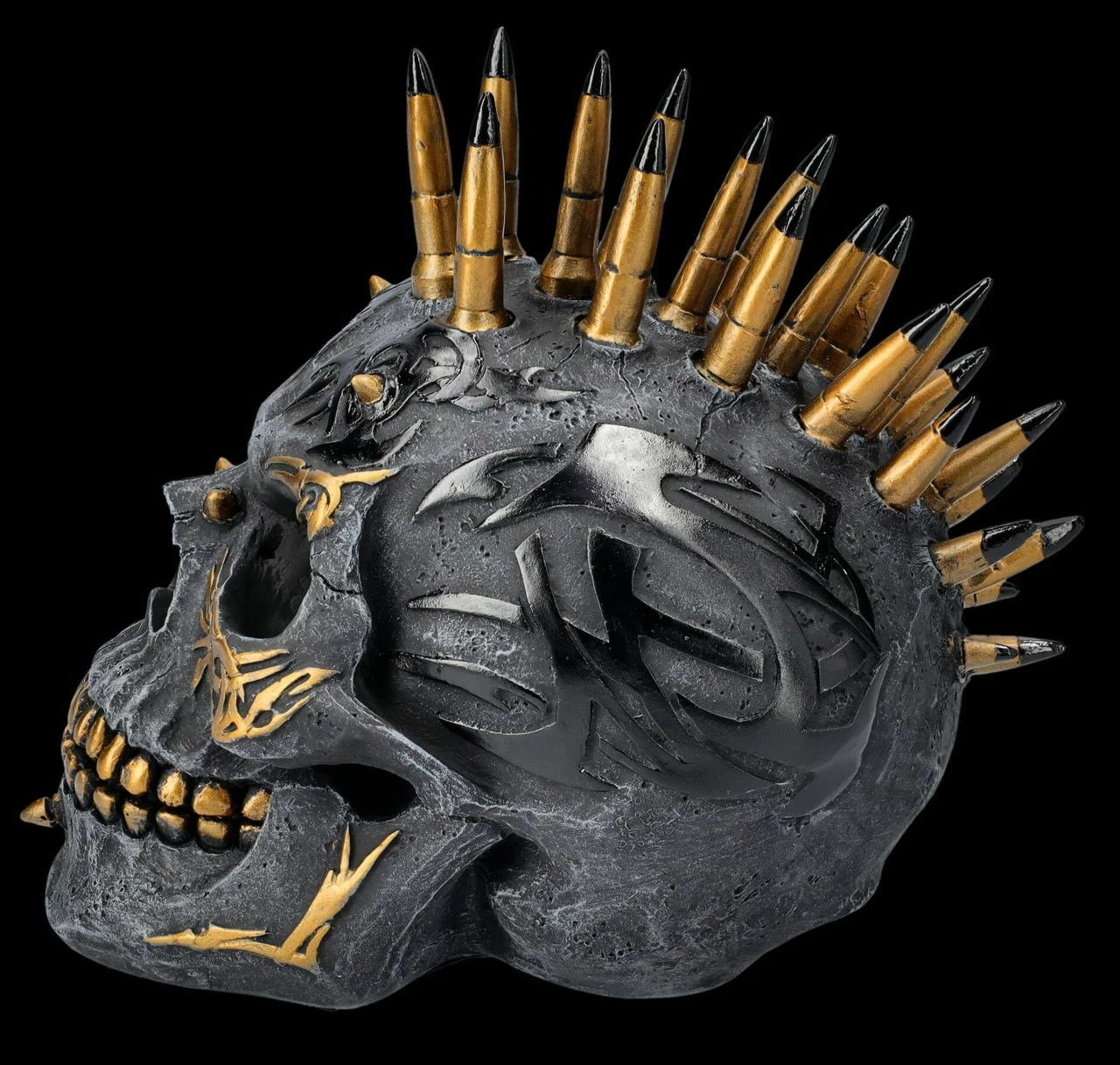 Spiral Totenkopf Figur - Patronen Iro Schwarz-Gold 5 Spiral Totenkopf Figur - Patronen Iro Schwarz-Gold – Bild 3