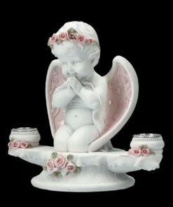 Kerzenhalter Engel - Putte Mit Rosa Rosen -FIGUREN Verkäufe FS26626 Kerzenhalter Engel mit rosa Rosen 2 1280x1280