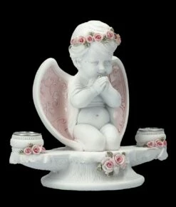 Kerzenhalter Engel - Putte Mit Rosa Rosen -FIGUREN Verkäufe FS26626 Kerzenhalter Engel mit rosa Rosen 9 1280x1280