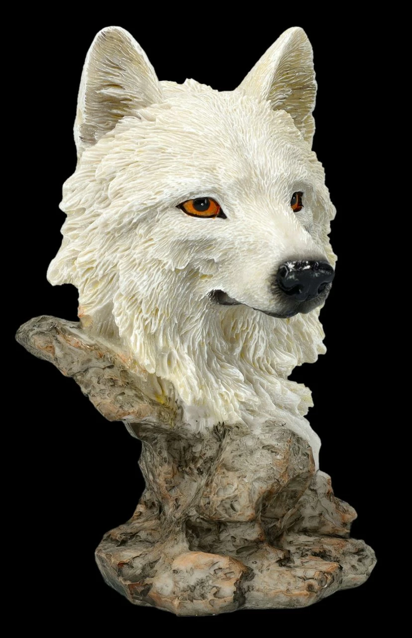 Wolf Figur - Büste Weißer Wolf 4 Wolf Figur - Büste Weißer Wolf – Bild 2