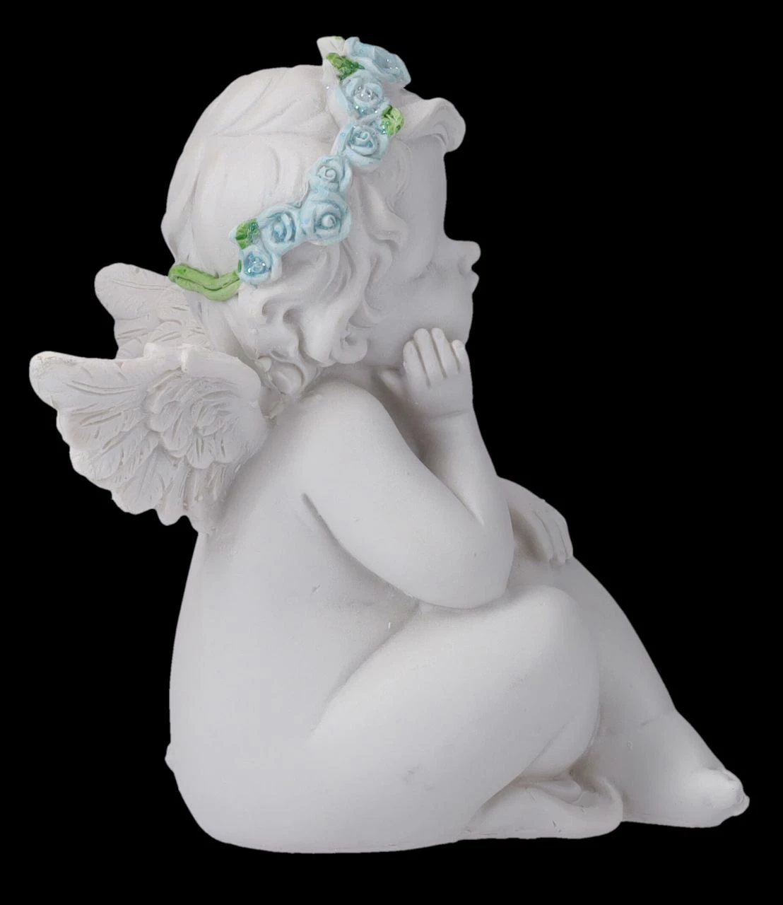 Engel Figur - Putte Mit Blauen Rosen 8 Engel Figur - Putte Mit Blauen Rosen – Bild 6