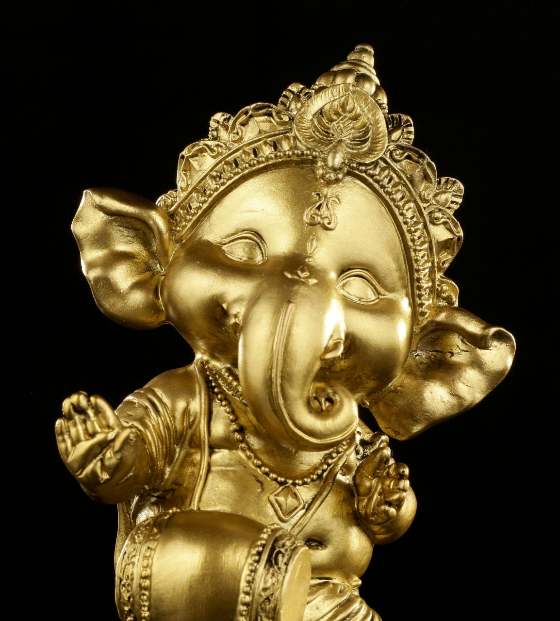 Ganesha Figur Mit Trommel - Goldfarben 8 Ganesha Figur Mit Trommel - Goldfarben – Bild 6