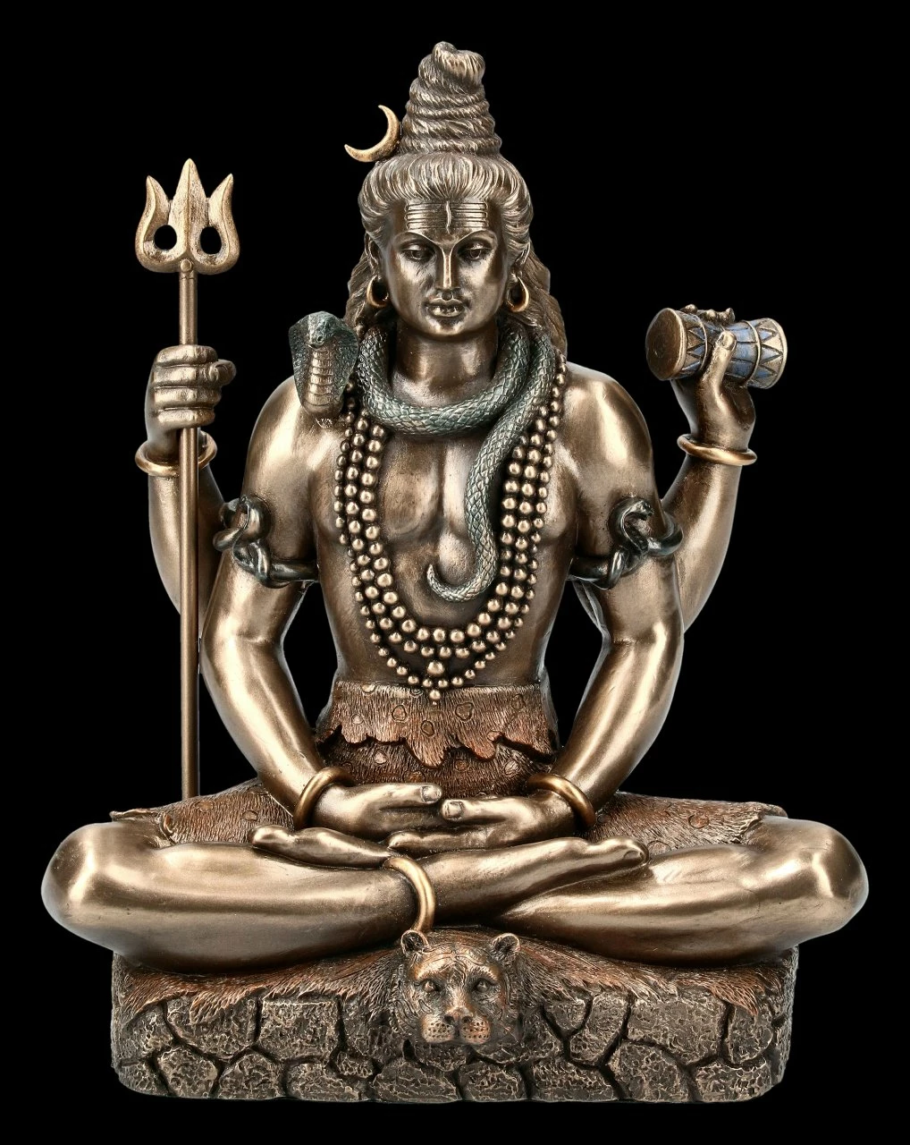 Hindu Gott Shiva Figur - Sitzend Bronziert 3 Hindu Gott Shiva Figur - Sitzend Bronziert