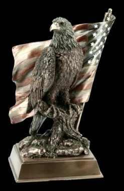 Adler Figur Sitzt Vor US Flagge