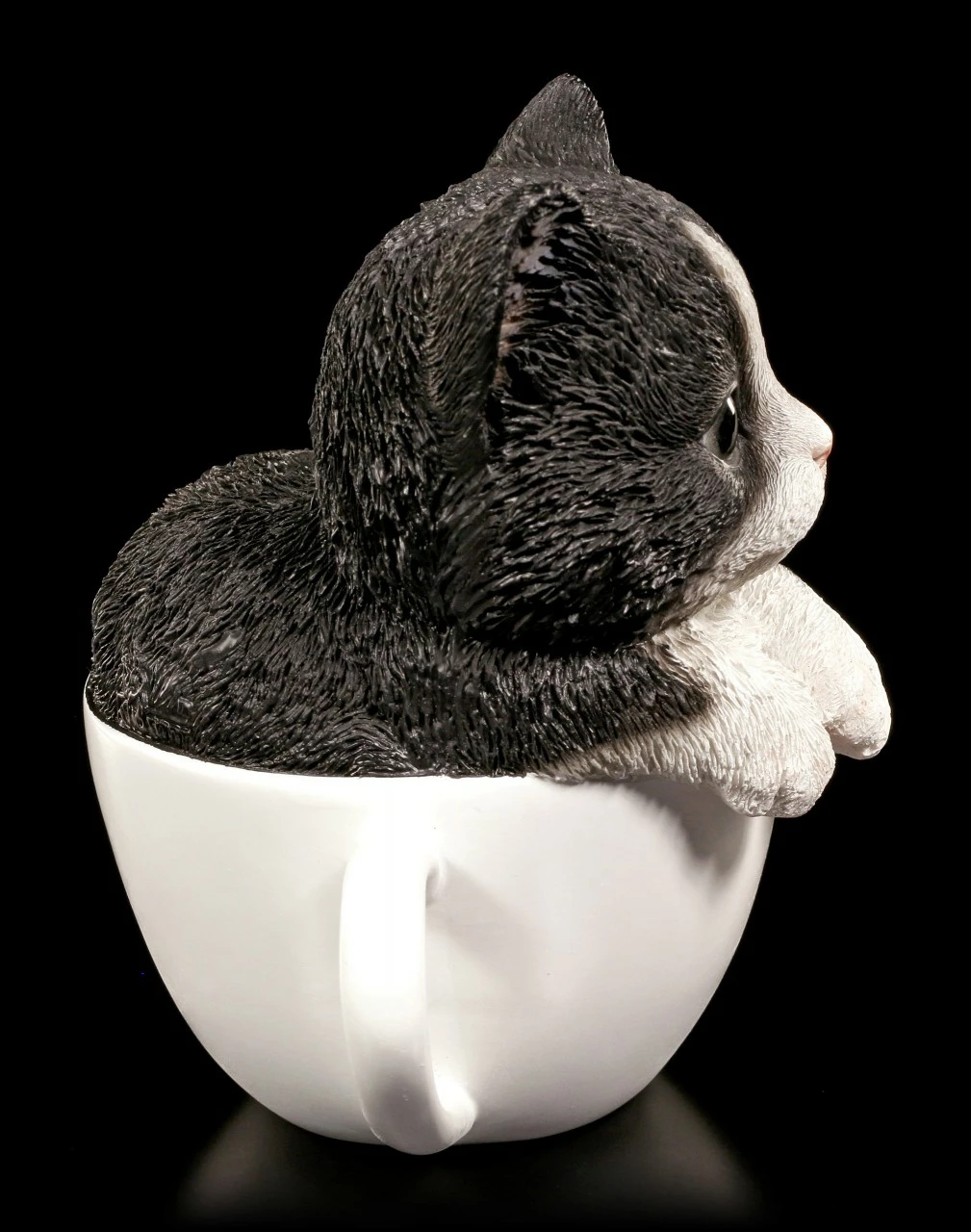 Katzen Figur - Schwarz-weißes Kätzchen In Tasse 4 Katzen Figur - Schwarz-weißes Kätzchen In Tasse – Bild 2