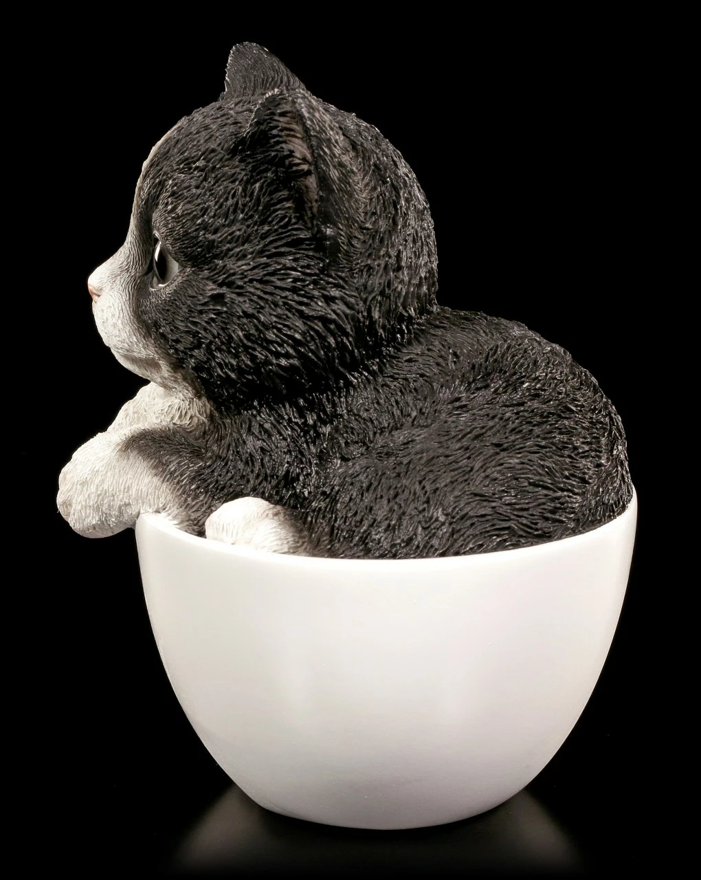 Katzen Figur - Schwarz-weißes Kätzchen In Tasse 6 Katzen Figur - Schwarz-weißes Kätzchen In Tasse – Bild 4