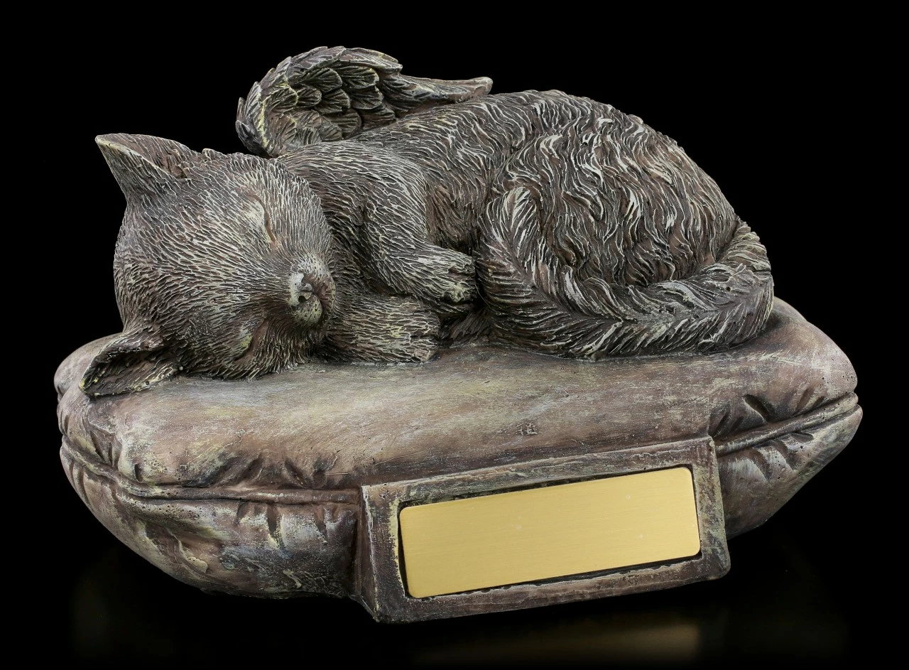 Tier Urne - Katzen-Engel Mit Gravurplatte In Steinoptik 3 Tier Urne - Katzen-Engel Mit Gravurplatte In Steinoptik