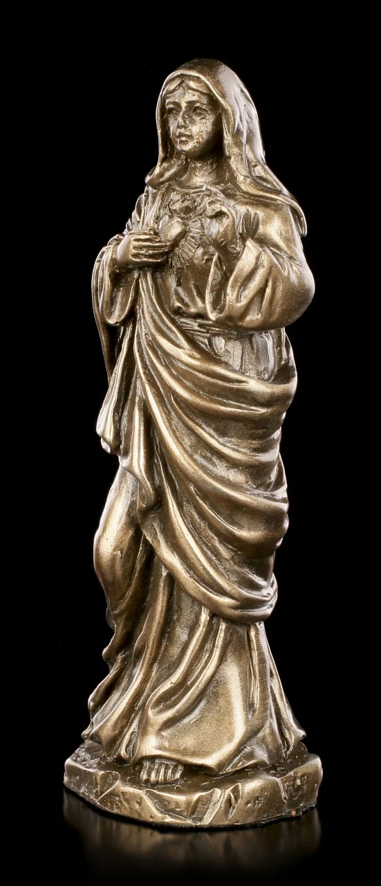 Kleine Unbeflecktes Herz Mariä Figur - Bronziert 5 Kleine Unbeflecktes Herz Mariä Figur - Bronziert – Bild 3