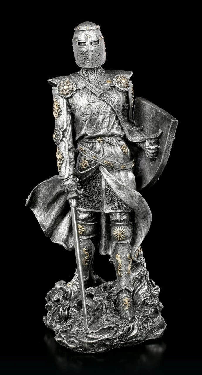 Ritter Figur Mit Schild Und Schwert - Silberfarben 4 Ritter Figur Mit Schild Und Schwert - Silberfarben – Bild 2