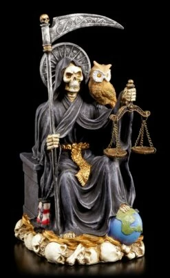 Sitzende Santa Muerte Figur - Schwarz