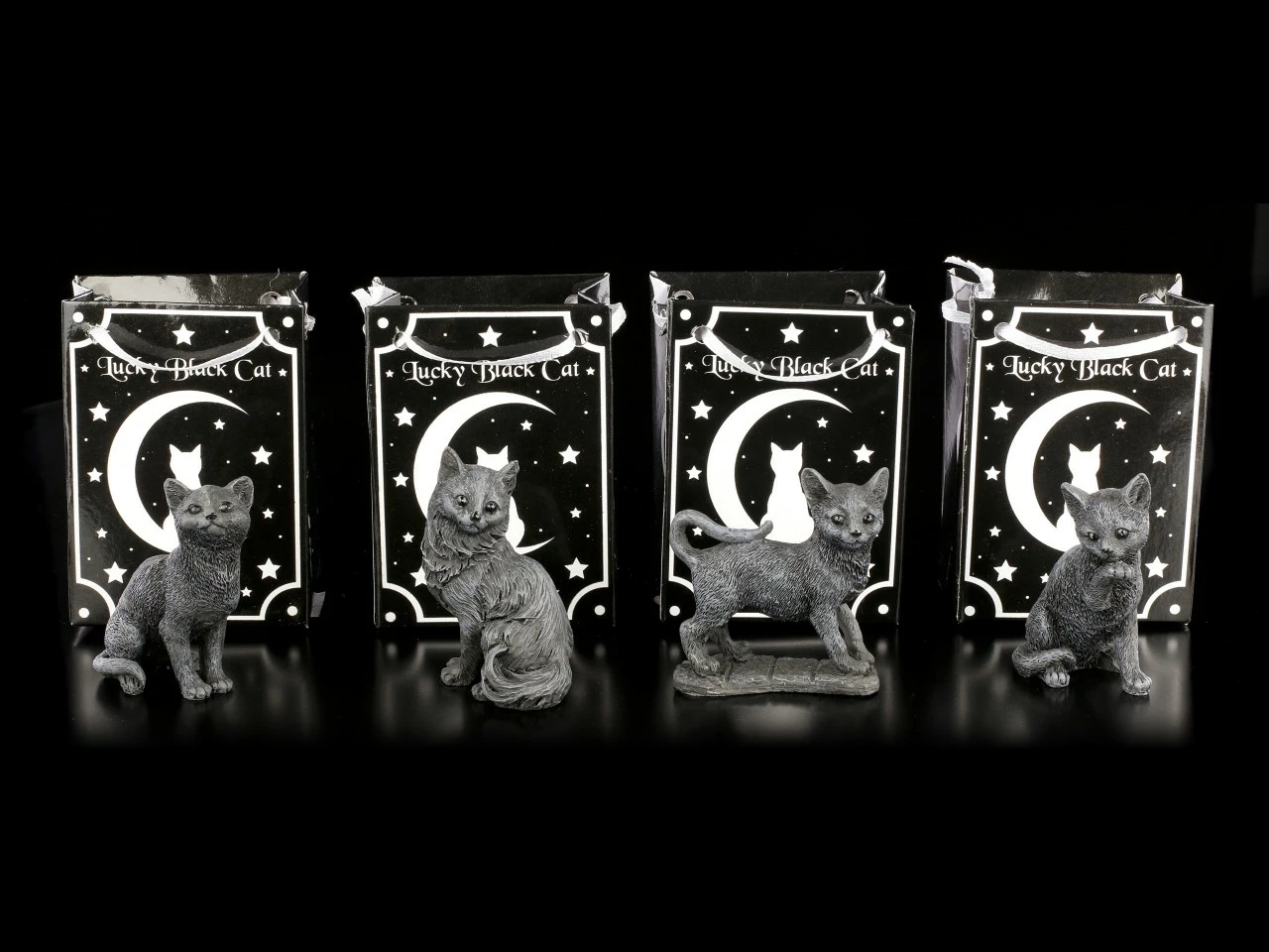 Schwarze Glücks-Katzen Figuren - 4er Set 7 Schwarze Glücks-Katzen Figuren - 4er Set – Bild 5