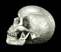 Totenkopf - Silberfarben Matt Mit Tribals -FIGUREN Verkäufe Silberner Totenkopf verziert 3 1280x1280