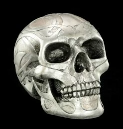 Totenkopf - Silberfarben Matt Mit Tribals