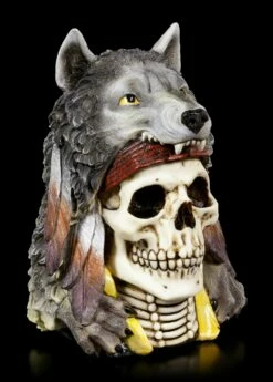 Totenkopf Medizinmann Mit Wolfsmütze - Wolf Spirit