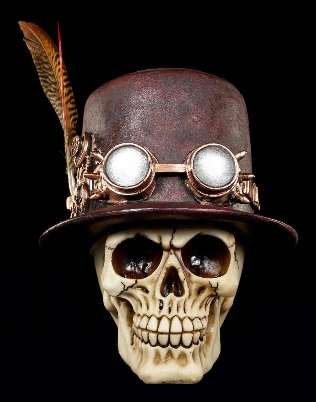 Steampunk Totenkopf Mit Hut Und Feder 4 Steampunk Totenkopf Mit Hut Und Feder – Bild 2