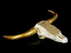 Wandrelief Büffel Schädel - Relief Mit Goldenen Hörnern -FIGUREN Verkäufe Wandrelief Bueffel Schaedel Geschnitztes Muster Mit Goldenen Hoernern 4 1280x1280