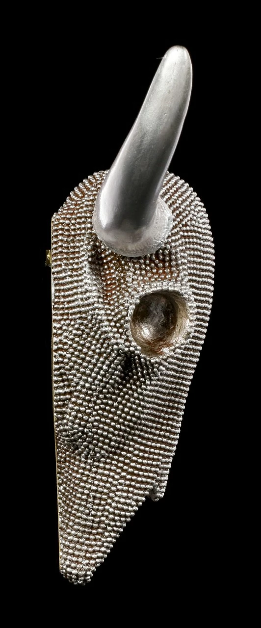 Wandrelief Büffel Schädel - Silber Noppen 5 Wandrelief Büffel Schädel - Silber Noppen – Bild 3